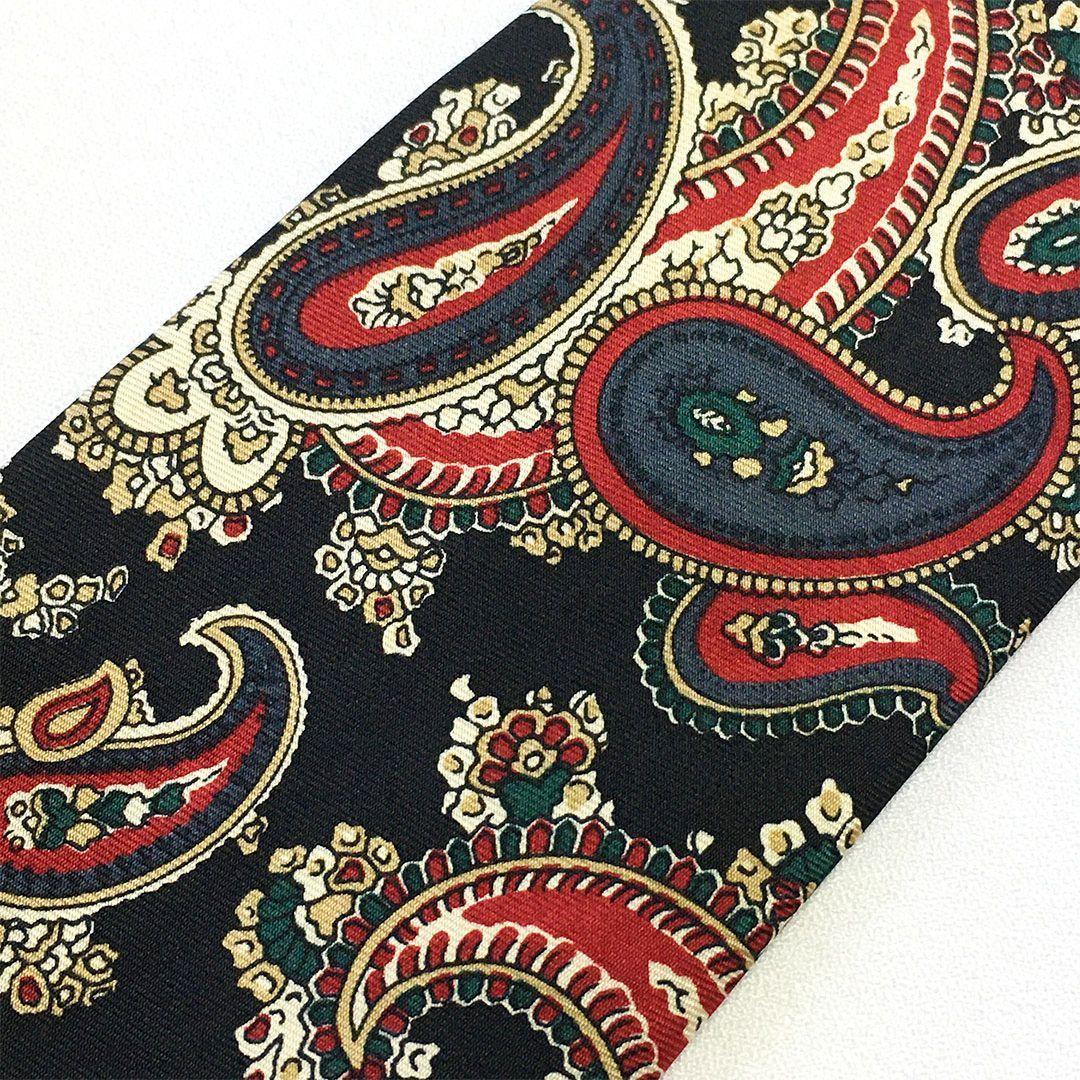 未使用級 グッチ GUCCI ネクタイ シルク100% ブラック ペイズリー柄