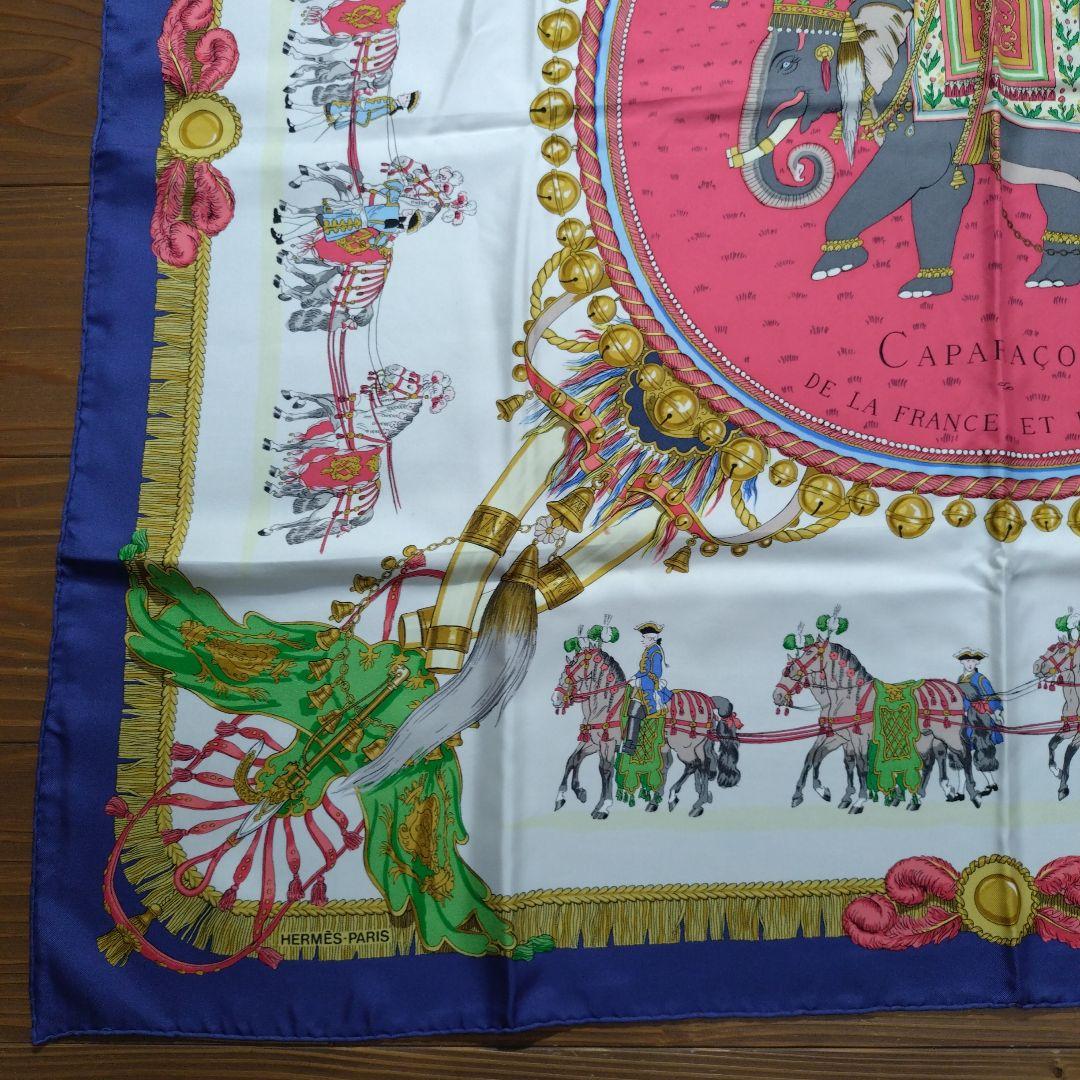 Hermès エルメス スカーフ カレ90 フランスとインドの馬装具