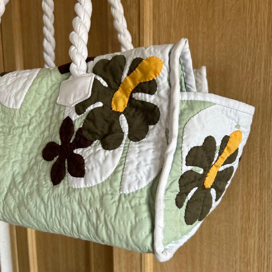 Moana Quilts ハワイアンキルト ボストンバッグ ミント色モアナキルト