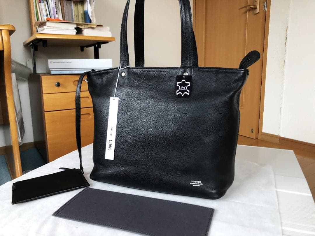 美品　ポーター　リンク　トート　バッグ　S　ポーチ　レザー　タンカー　ビジネス