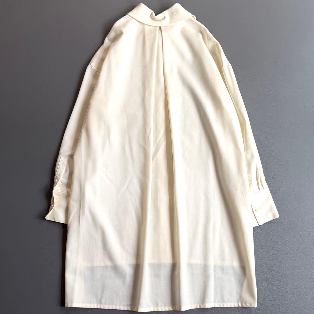 美品 キャバン CABaN ウールツイル ハイネックロングシャツ アイボリー