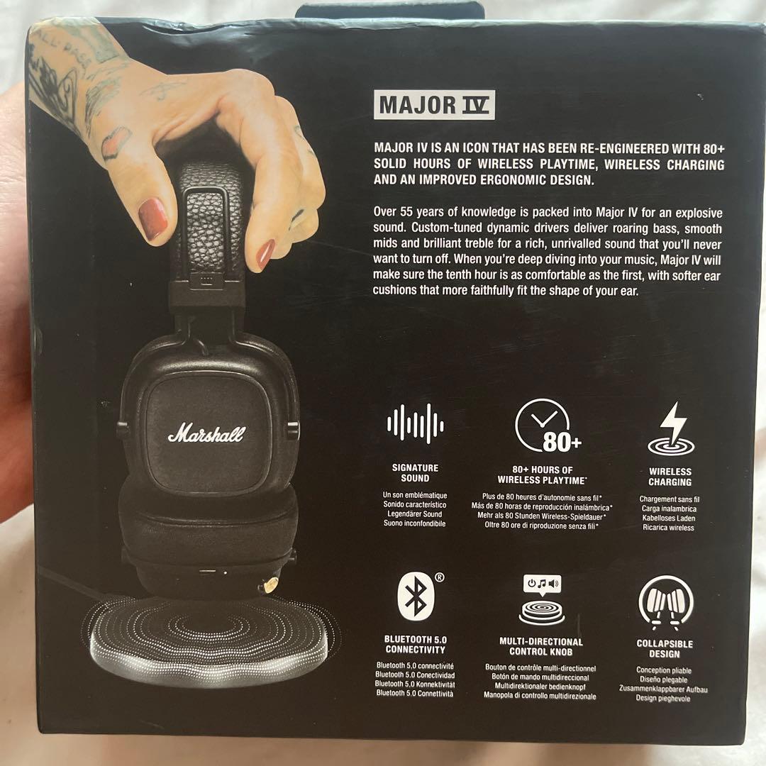 Marshall Major IV ブラック ワイヤレスヘッドホン