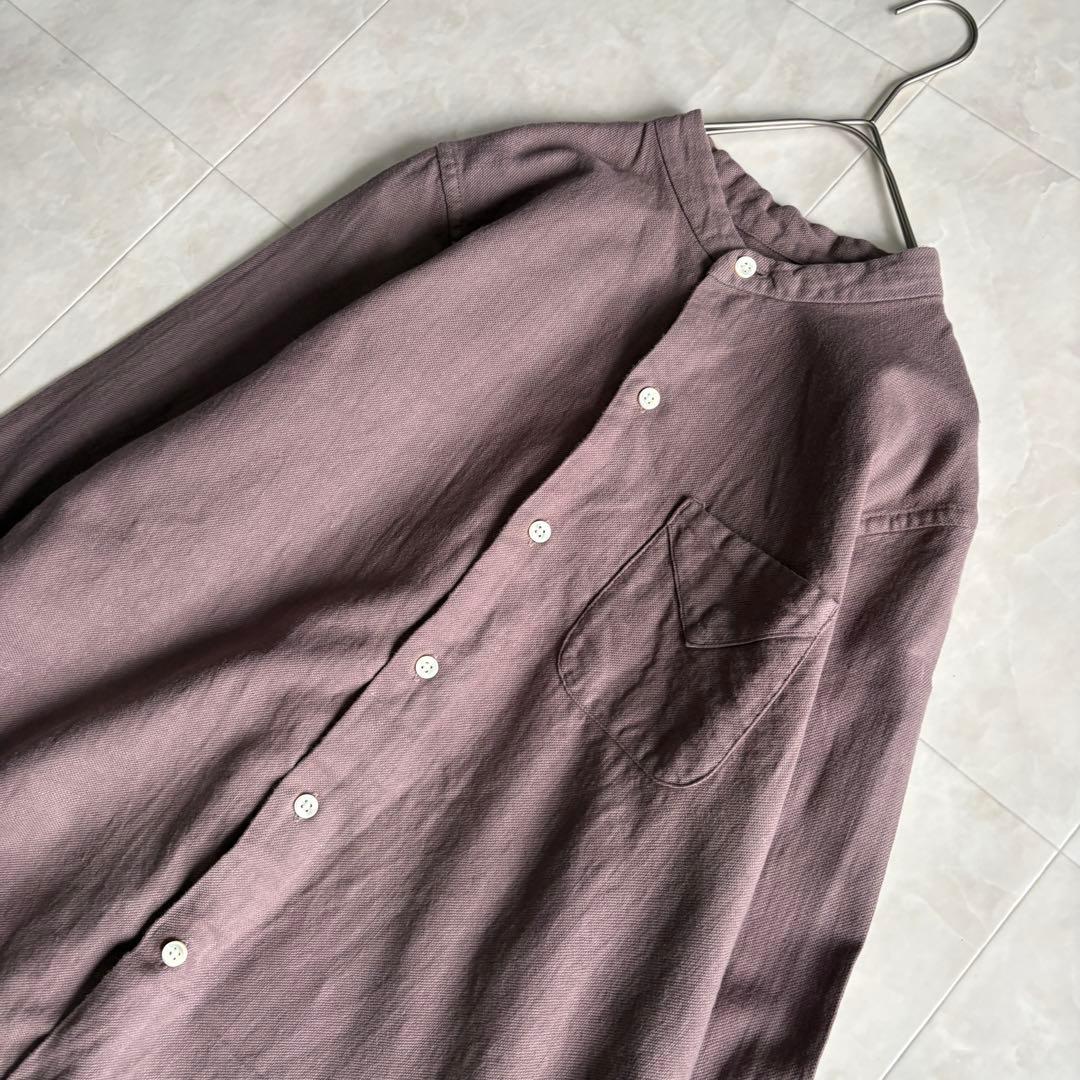 TIGRE BROCANTE コットンバンドカラーシャツ くすみ紫 M 日本製