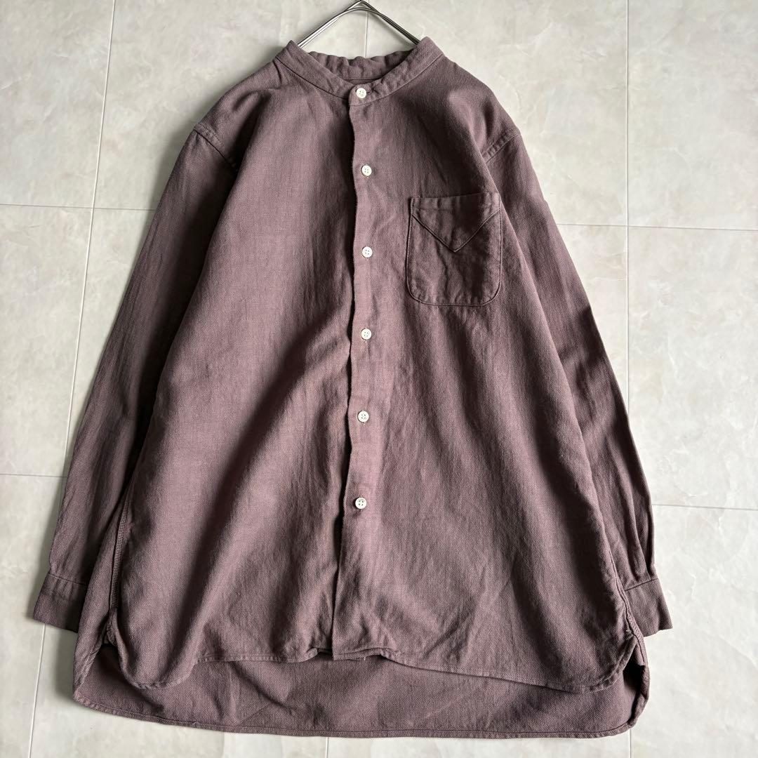 TIGRE BROCANTE コットンバンドカラーシャツ くすみ紫 M 日本製
