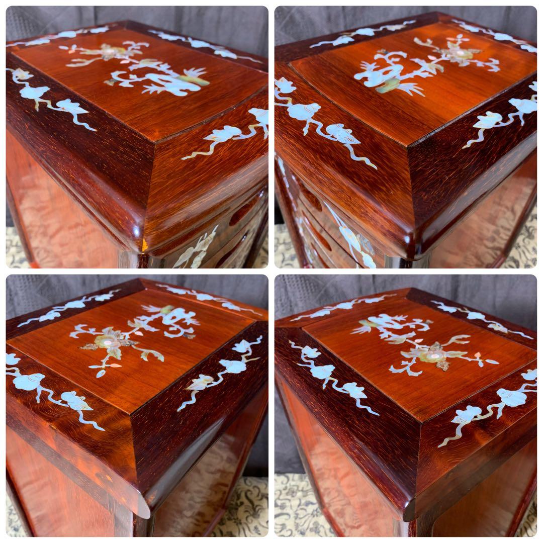 【極美品】螺鈿家具 螺鈿細工 唐木 花梨 引き出し 五段 チェスト 無垢材