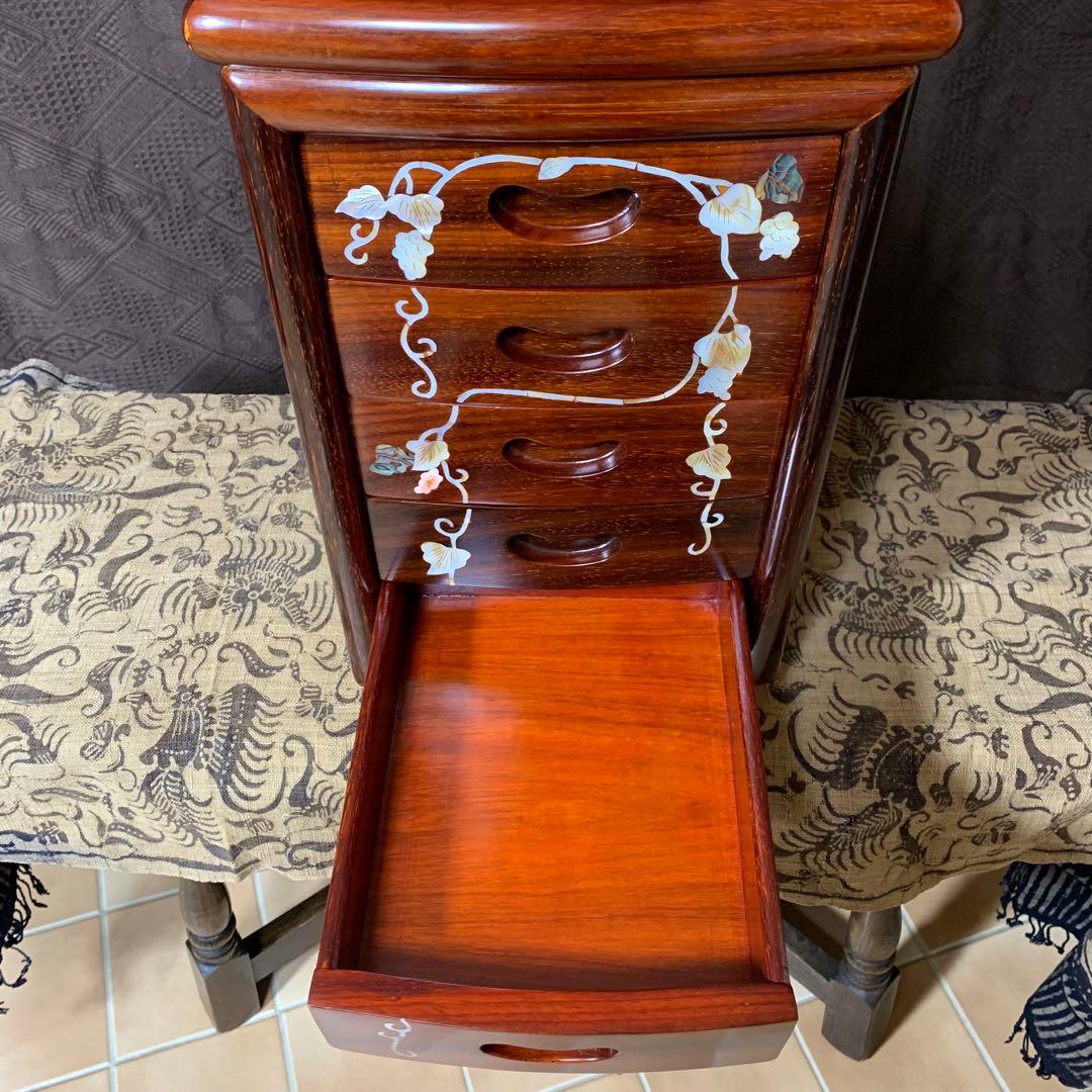 【極美品】螺鈿家具 螺鈿細工 唐木 花梨 引き出し 五段 チェスト 無垢材