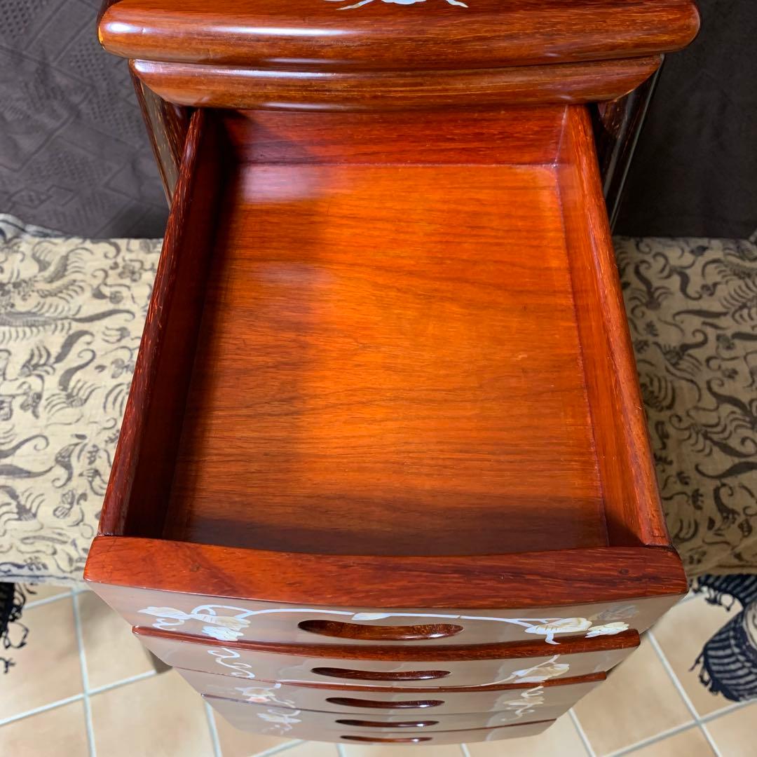 【極美品】螺鈿家具 螺鈿細工 唐木 花梨 引き出し 五段 チェスト 無垢材