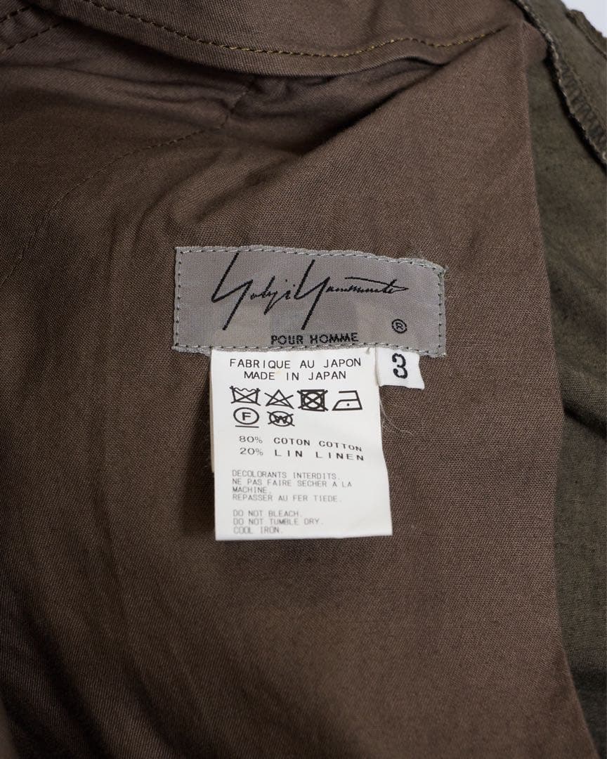 ヨウジヤマモト プールオム 19SS コットンリネンカーゴパンツ 3 カーキ