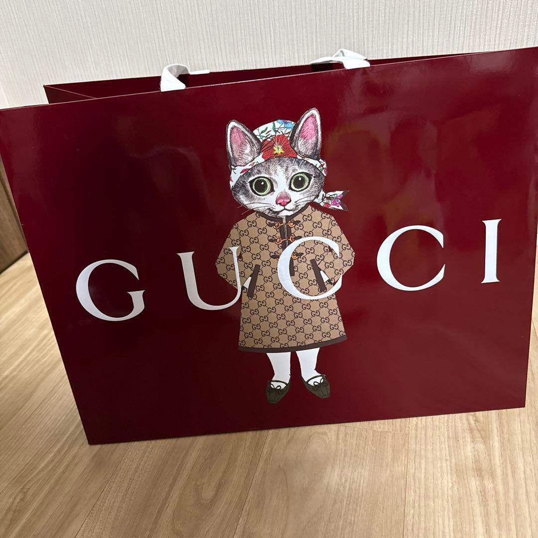 グッチ / ヒグチユウコ 猫イラスト ショッパー 大きなサイズ GUCCI 2枚