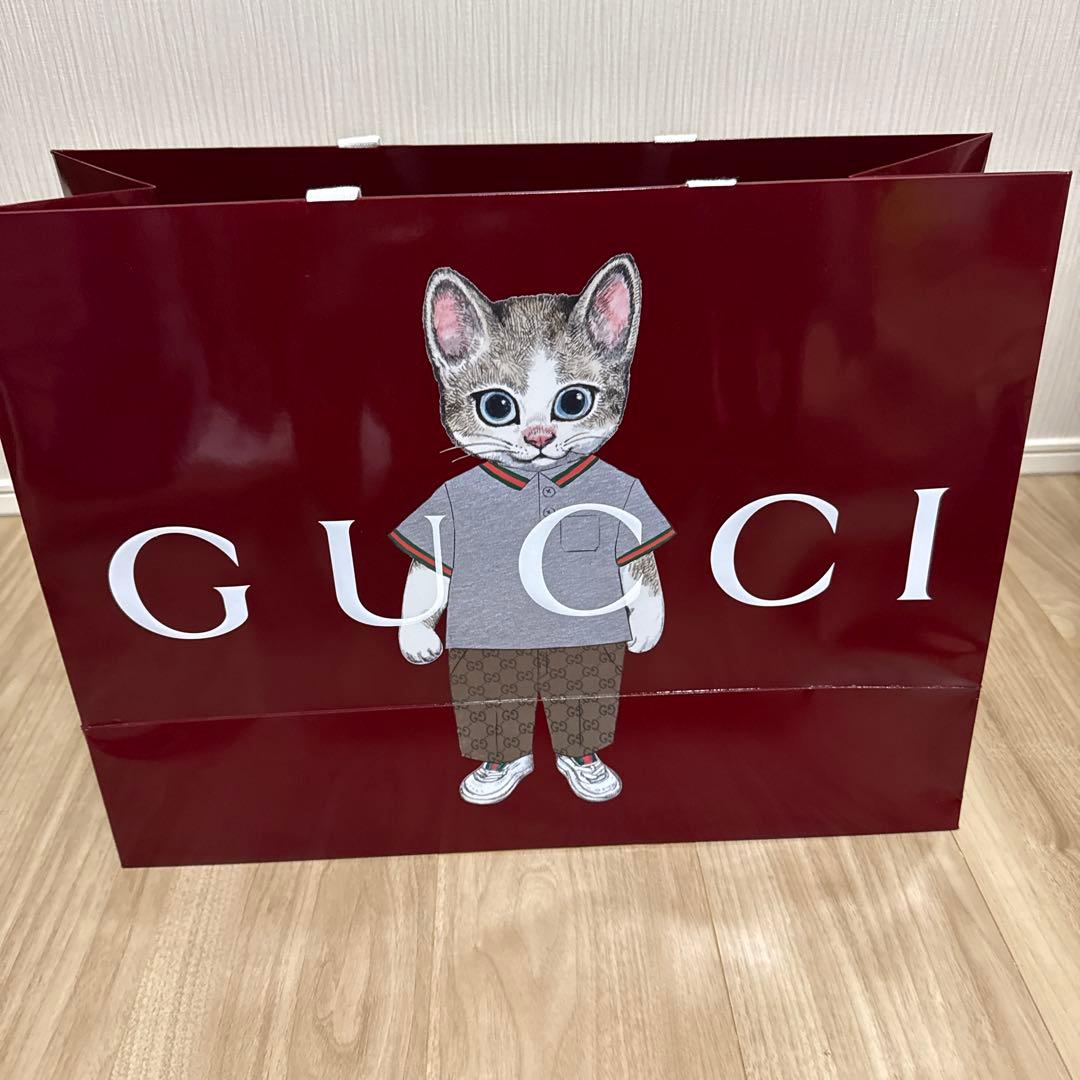 グッチ / ヒグチユウコ 猫イラスト ショッパー 大きなサイズ GUCCI 2枚