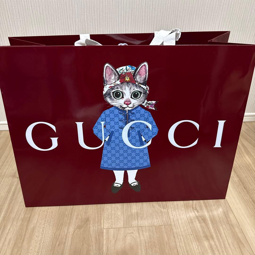 グッチ / ヒグチユウコ 猫イラスト ショッパー 大きなサイズ GUCCI 2枚