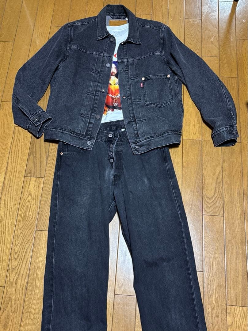 Levi's 1st大戦モデル セットアップ黒 格安 最安値 501糊付け