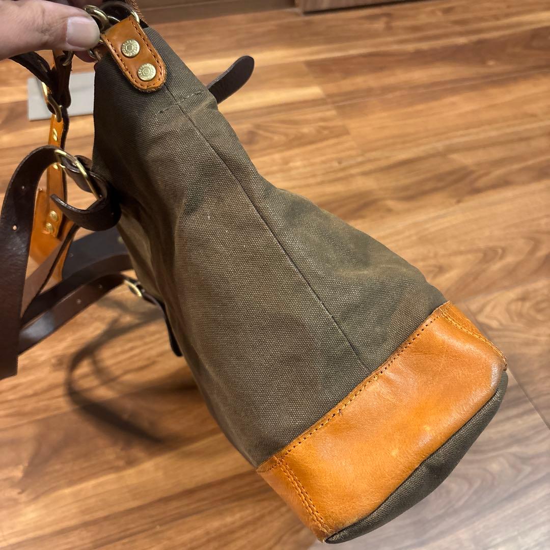 DOUBLESダブルス 帆布キャンパス×レザー 本革 2way ショルダーバッグ