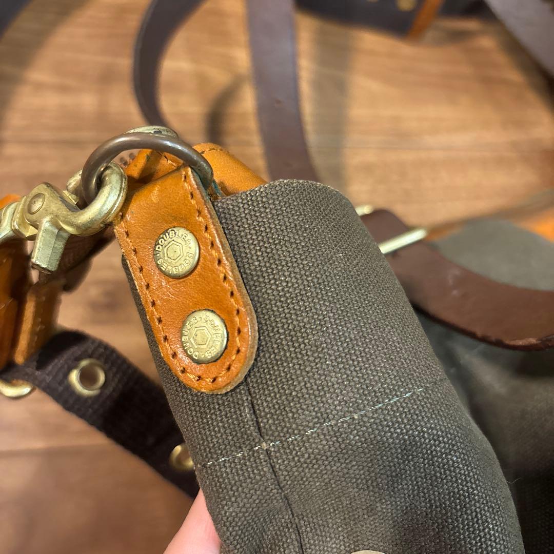 DOUBLESダブルス 帆布キャンパス×レザー 本革 2way ショルダーバッグ