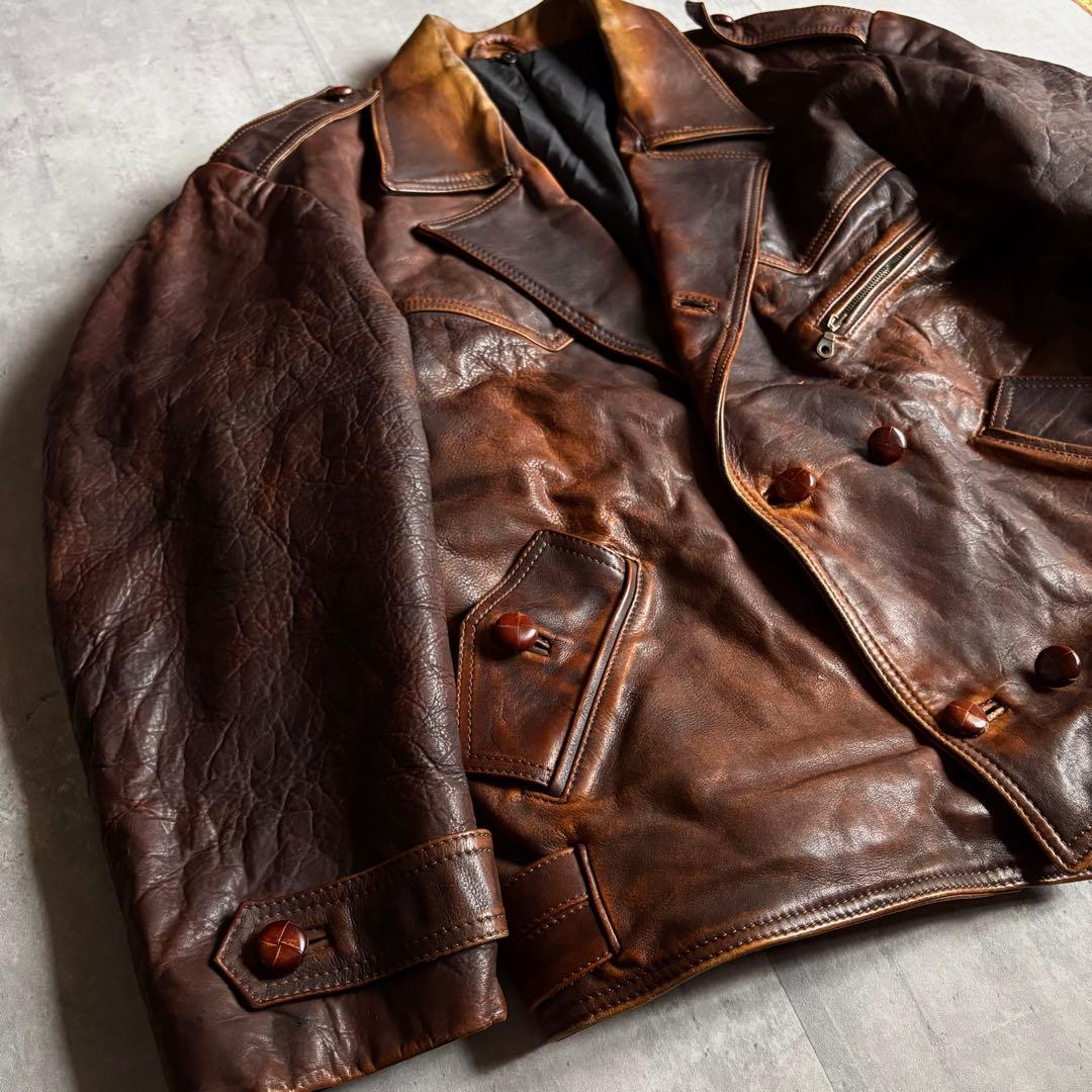 【40-50s vintage】M-49 モーターサイクルジャケット　本革　短丈