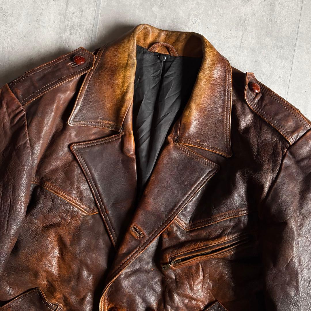 【40-50s vintage】M-49 モーターサイクルジャケット　本革　短丈