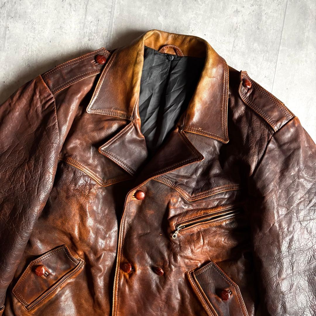 【40-50s vintage】M-49 モーターサイクルジャケット　本革　短丈