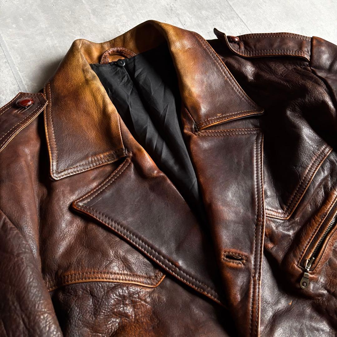 【40-50s vintage】M-49 モーターサイクルジャケット　本革　短丈