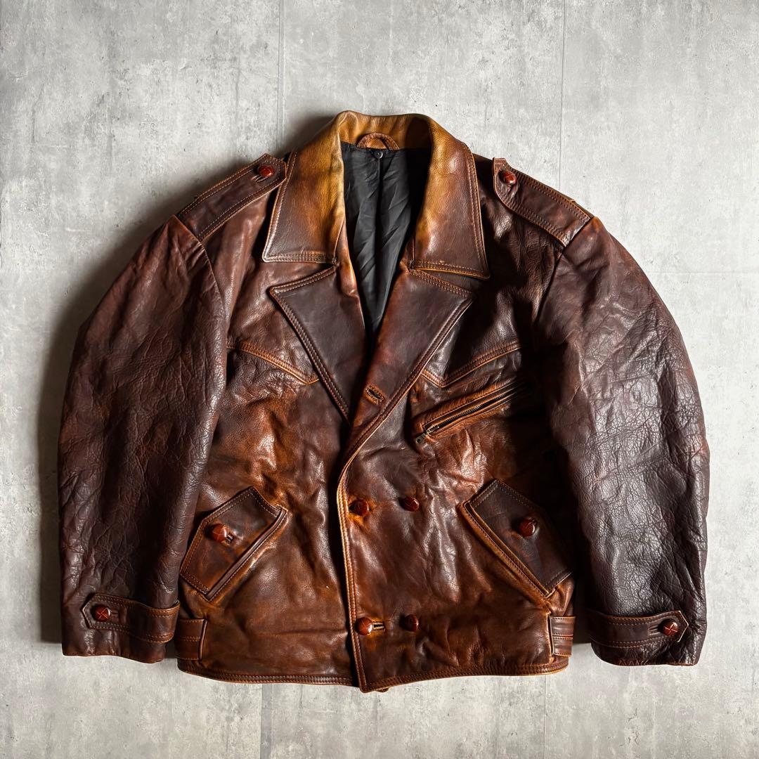 【40-50s vintage】M-49 モーターサイクルジャケット　本革　短丈