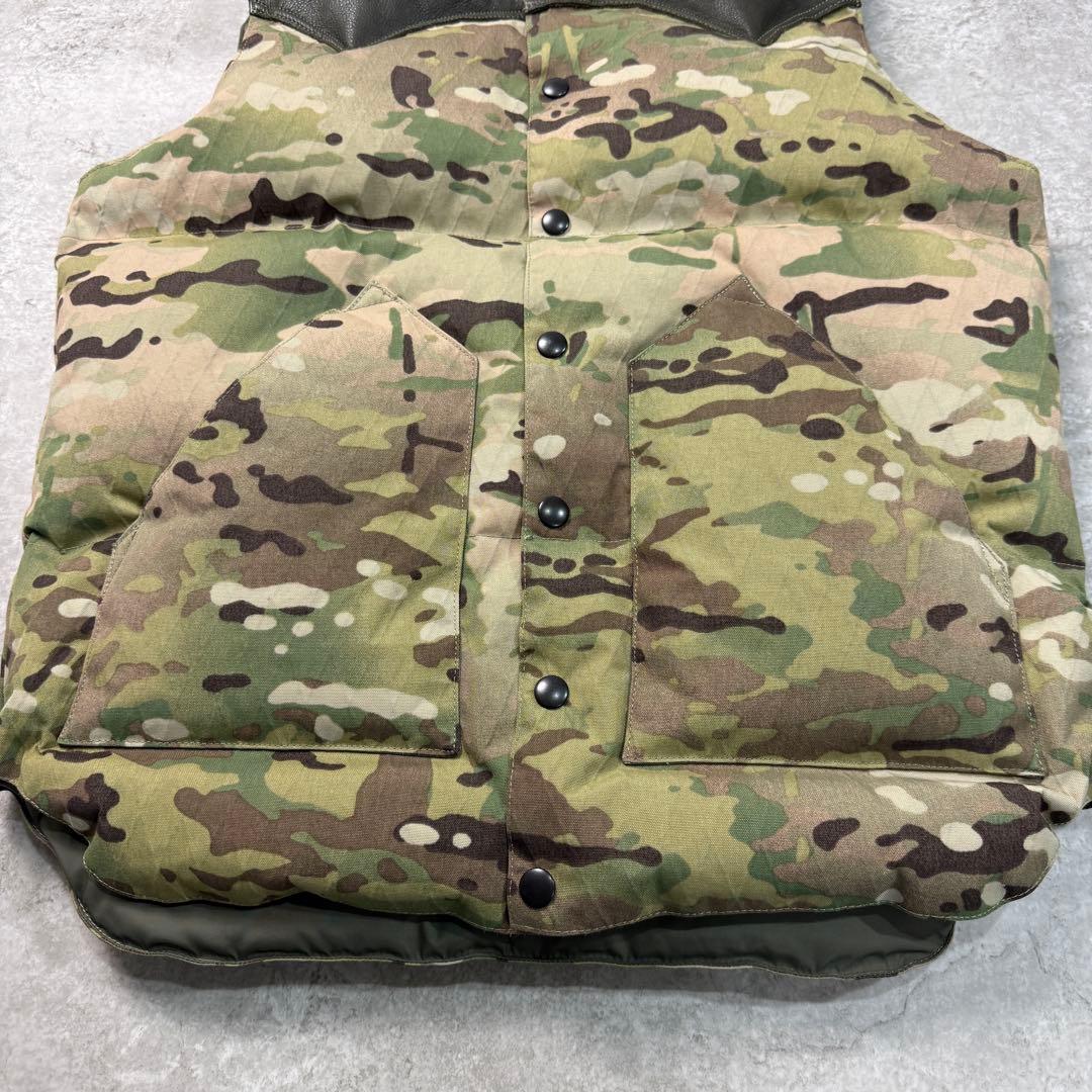 希少■ロッキーマウンテン×ビームス【40 L】ダウンベスト 牛革 迷彩 日本製