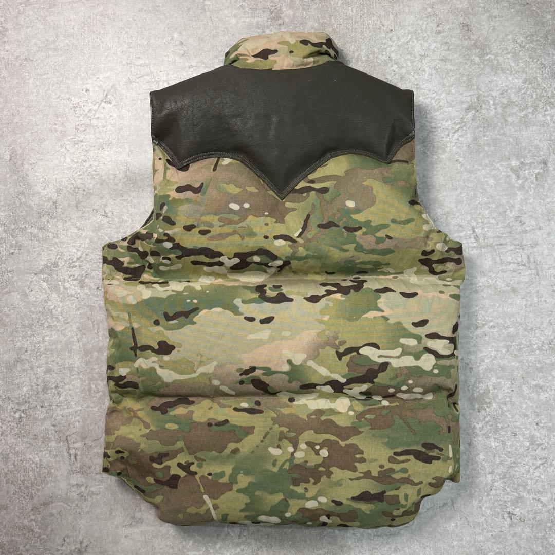 希少■ロッキーマウンテン×ビームス【40 L】ダウンベスト 牛革 迷彩 日本製