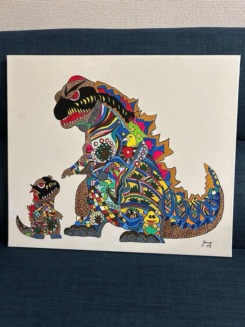 専用　F10 ジミー大西風「Godzilla」模写　サインあり　額装　アクリル