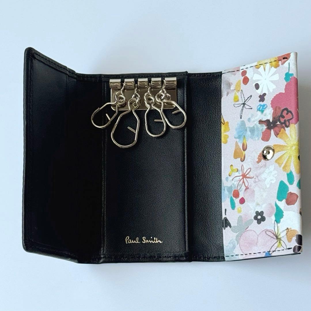 Paul Smith ポールスミス キーケース ペタルプリントトリム ブラック
