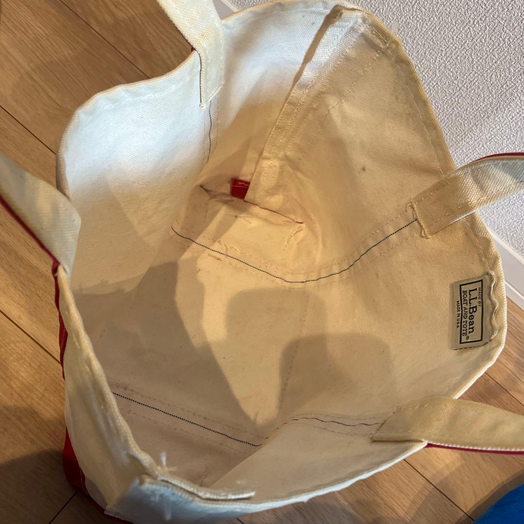 90s USA製 LLbean トートバッグ 赤 ミディアム キャンバス