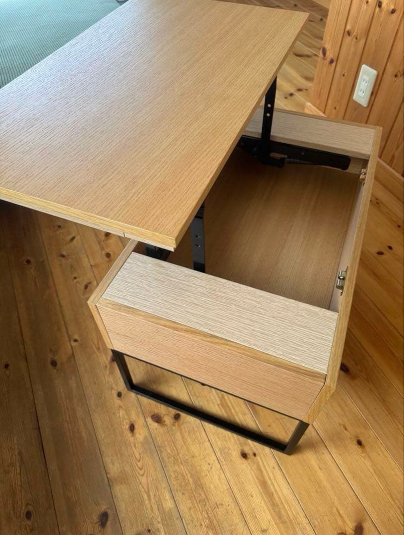 アイリスオーヤマ 昇降テーブル 2way 幅70×40 オーク
