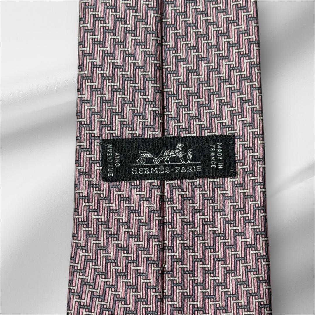 【超美品】エルメス 現行 総柄 H柄 ファソネ 組紐柄 ピンク ホワイト グレー