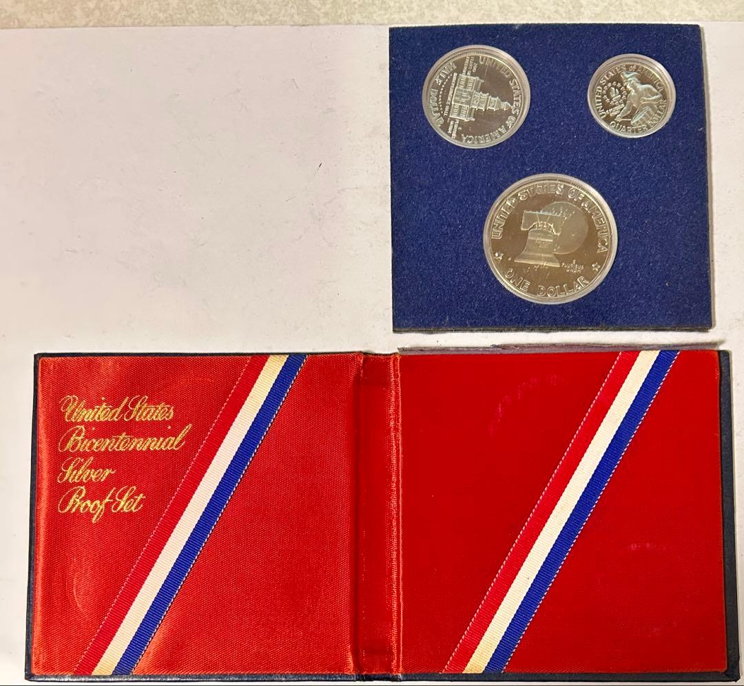 アメリカ建国200周年記念 シルバープルーフセット 銀貨3枚0.400 説明書付
