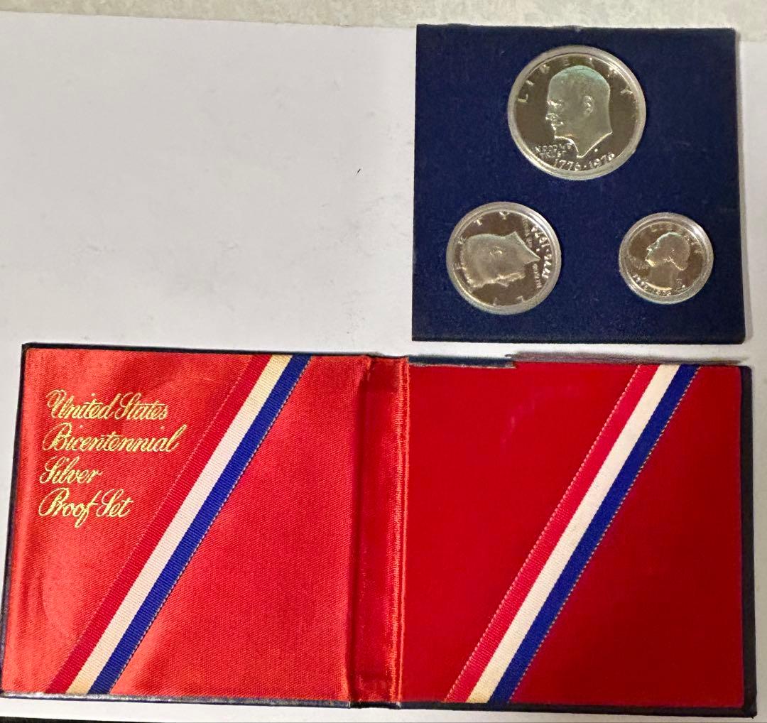 アメリカ建国200周年記念 シルバープルーフセット 銀貨3枚0.400 説明書付