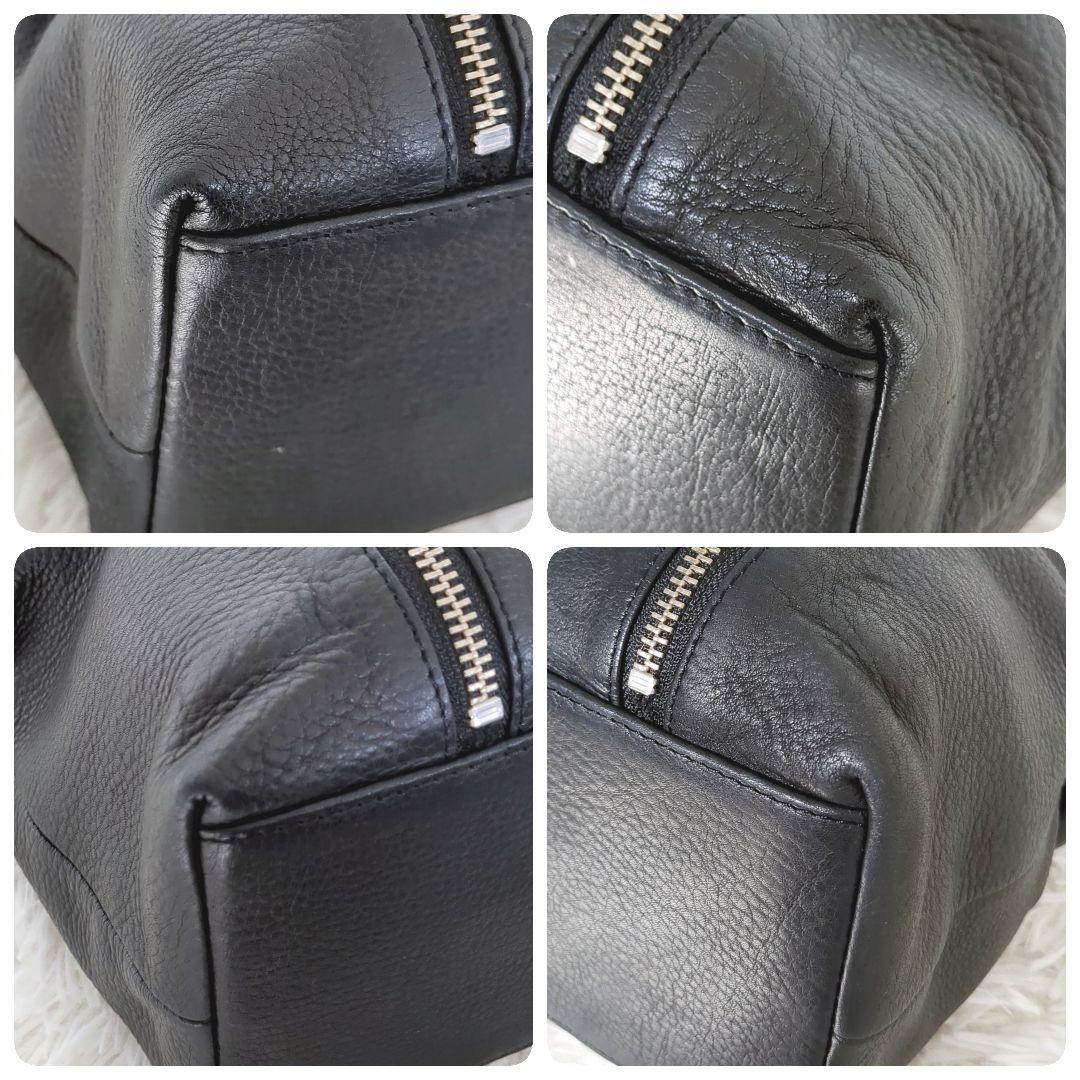 美品✨️ディケイド レザー ダブルジップ トートバッグ 黒 シボ革　A4