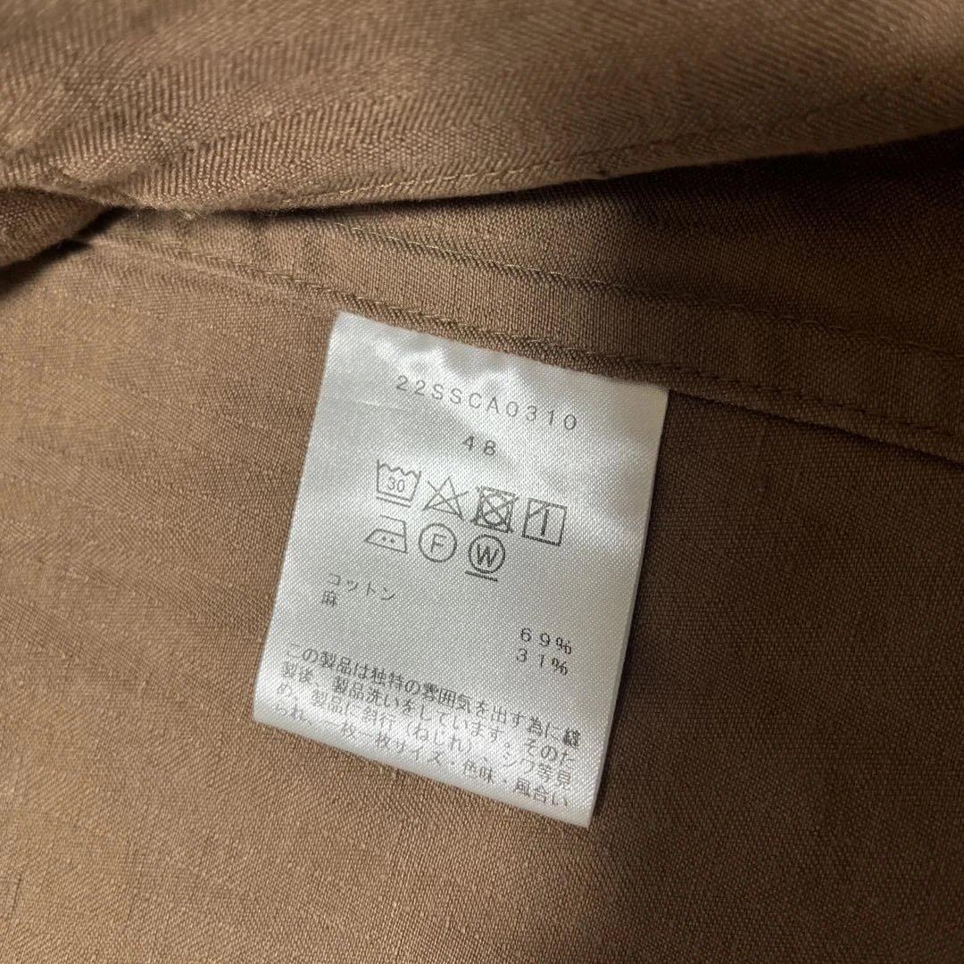 カンタータ　ベローズ　ジャケット　ブラウン　ベージュ　リネン　コットン