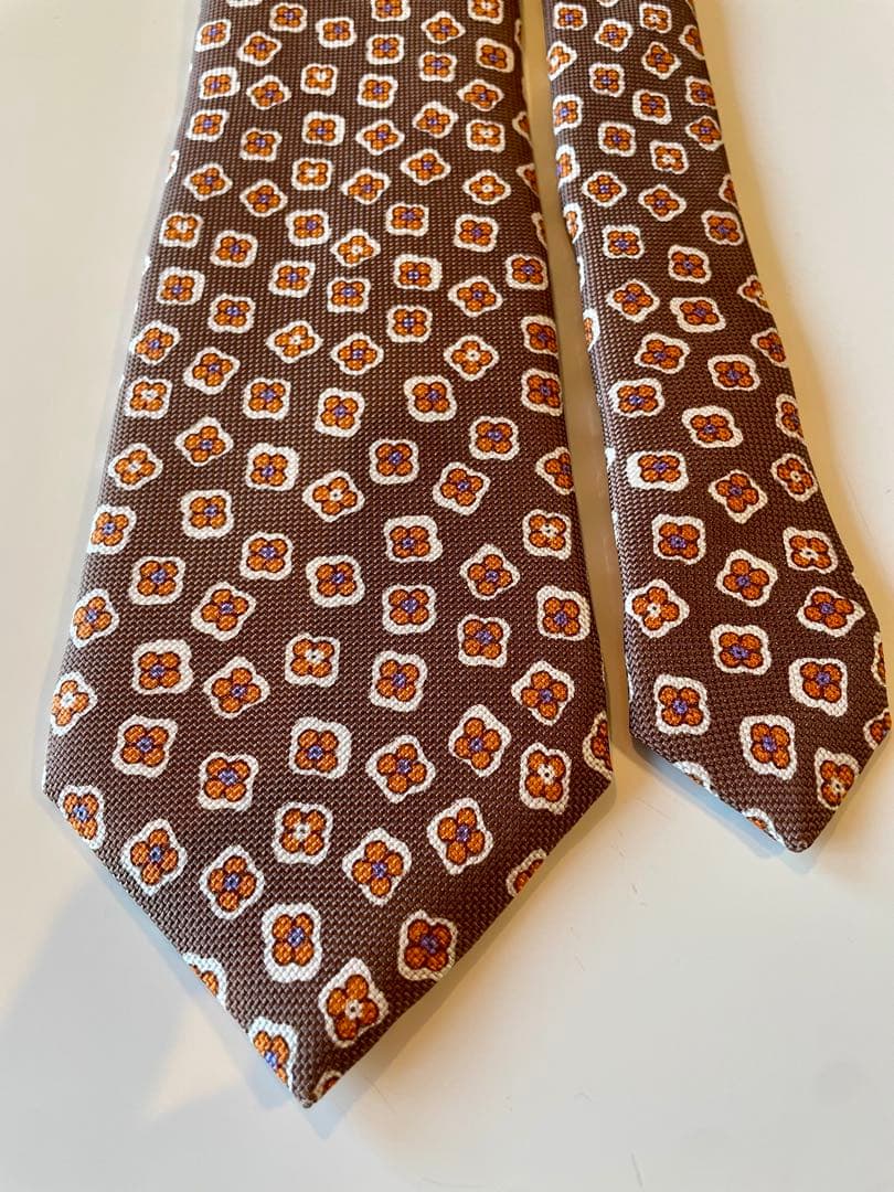 Brooks Brothers シルク100% 花柄ネクタイ ブラウン