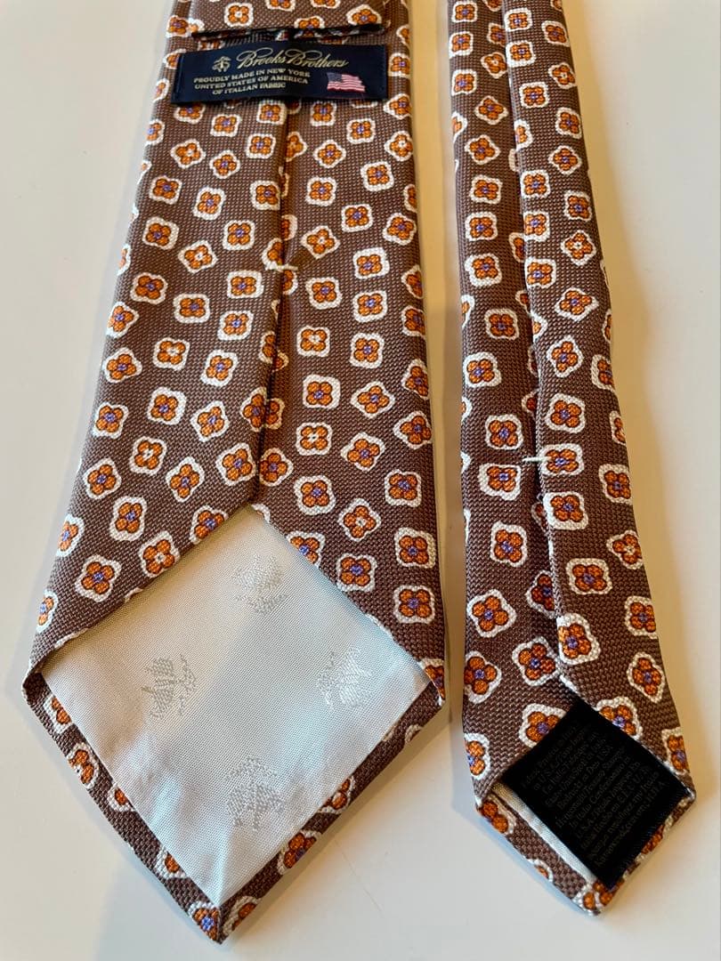 Brooks Brothers シルク100% 花柄ネクタイ ブラウン