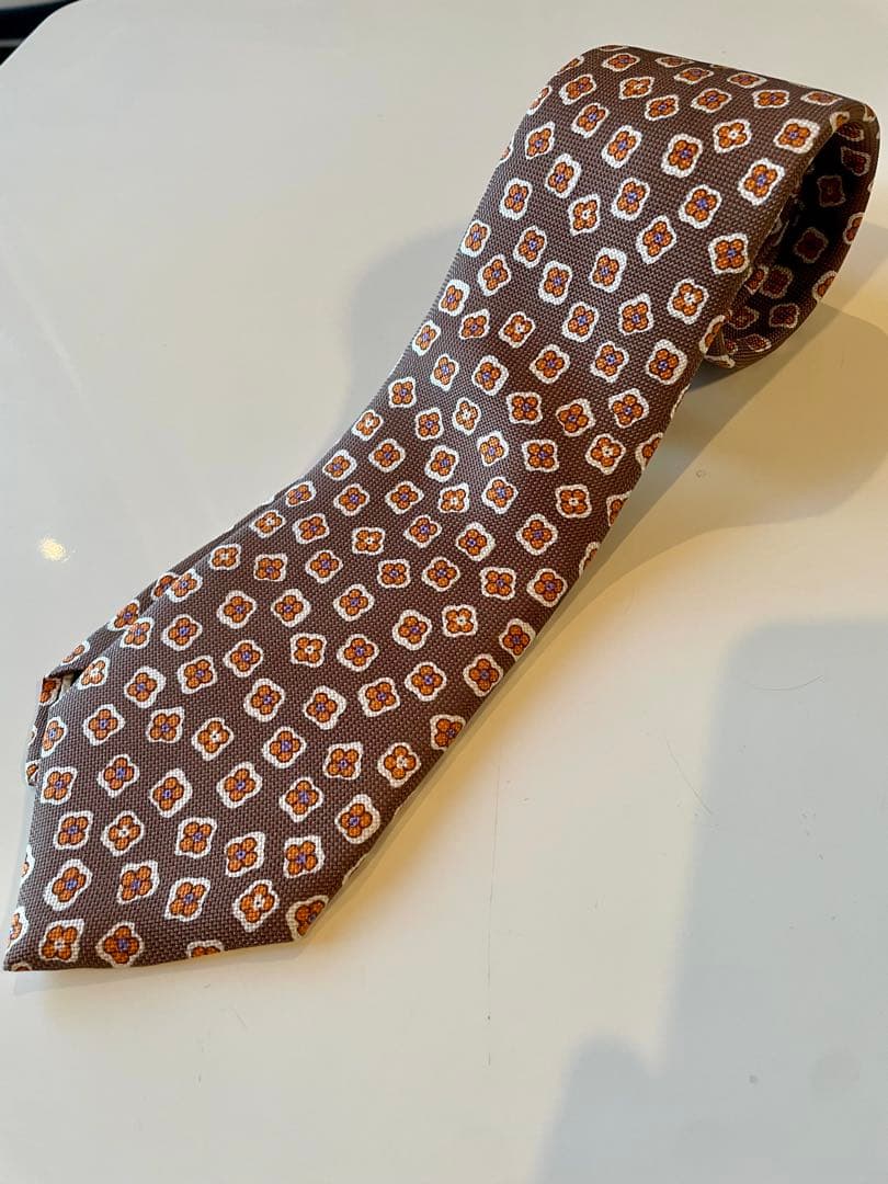 Brooks Brothers シルク100% 花柄ネクタイ ブラウン