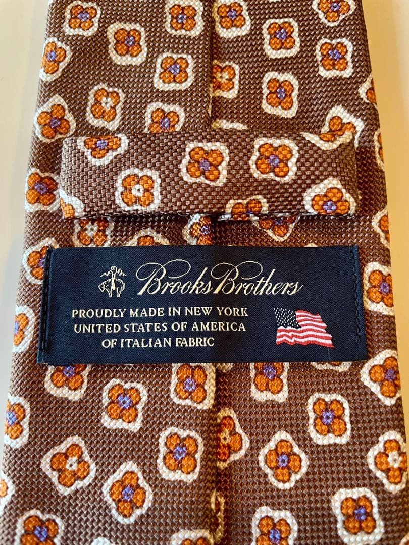 Brooks Brothers シルク100% 花柄ネクタイ ブラウン