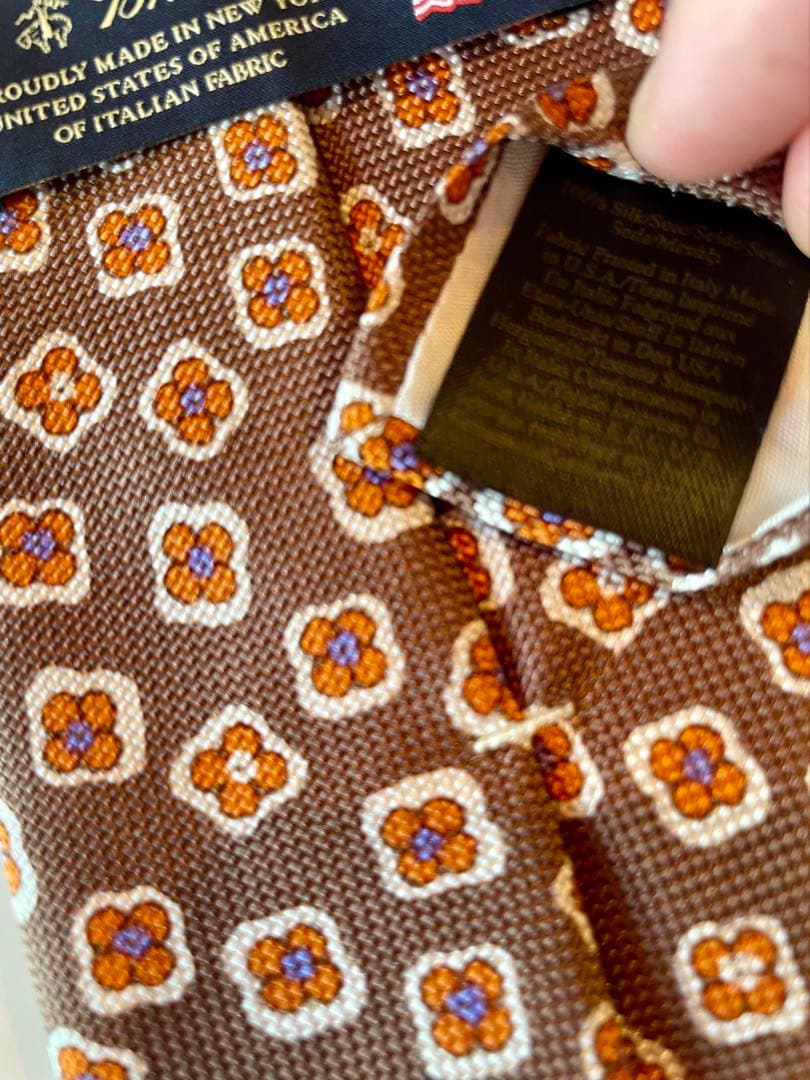 Brooks Brothers シルク100% 花柄ネクタイ ブラウン