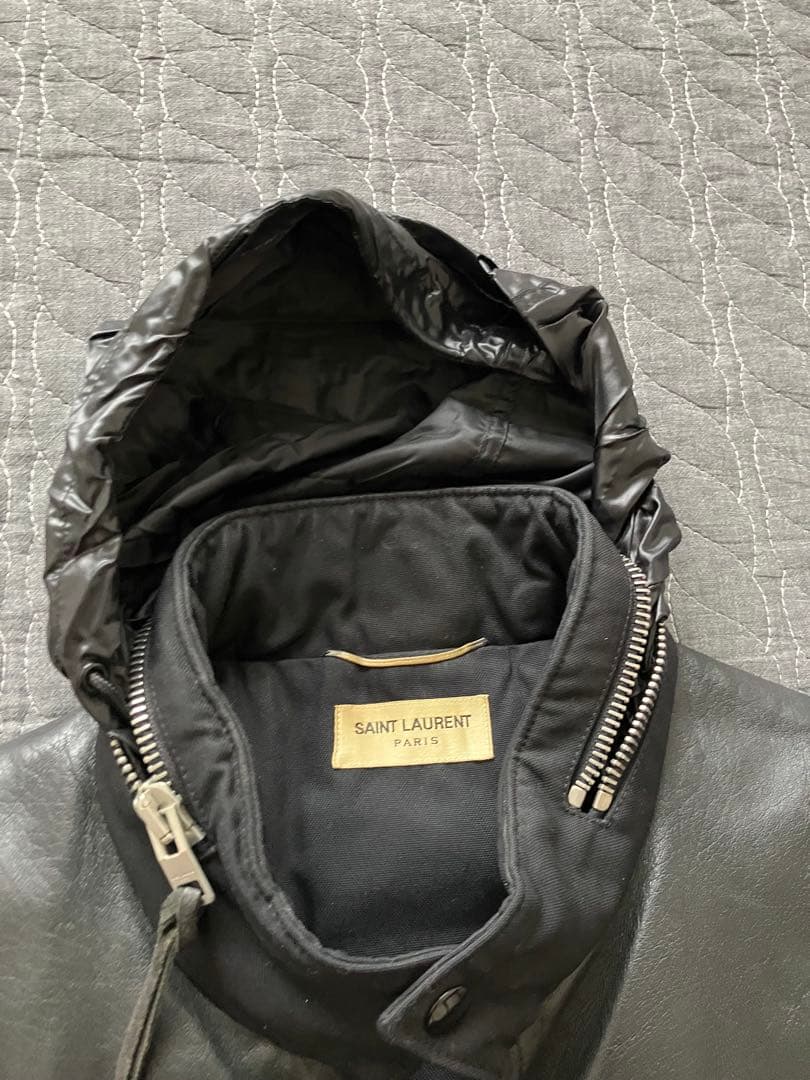 サンローランパリ　13AW レザーヨークダウンベスト　エディスリマン