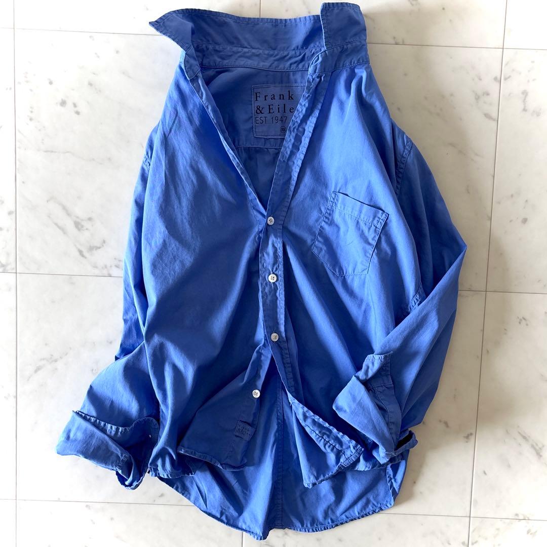 美品 フランクアンドアイリーン コットンシャツ ブルー XS 洗える BARRY