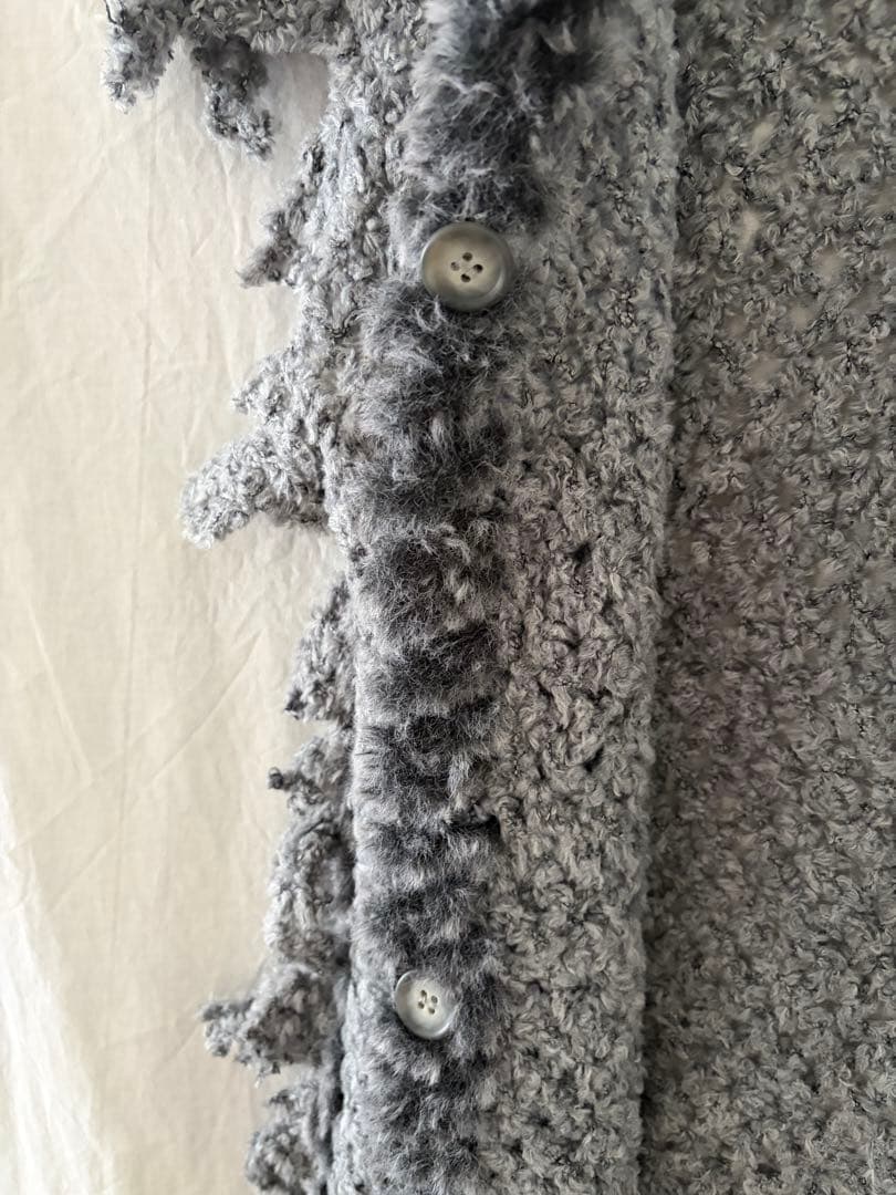 トップス PERVERZE Fluffy-trim Mesh Knit Cardigan