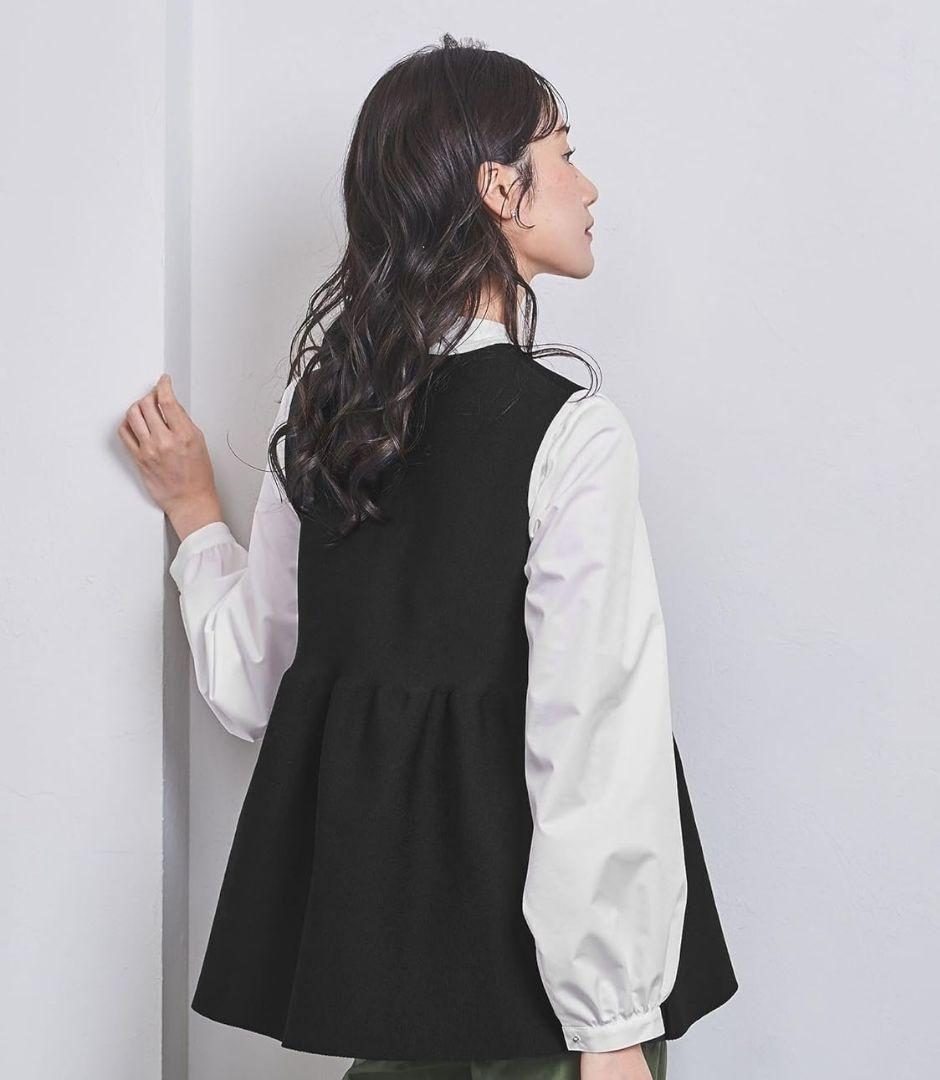 美品 ユナイテッドアローズ バイカラーペプラムジレベスト黒 セレモニーフォーマル