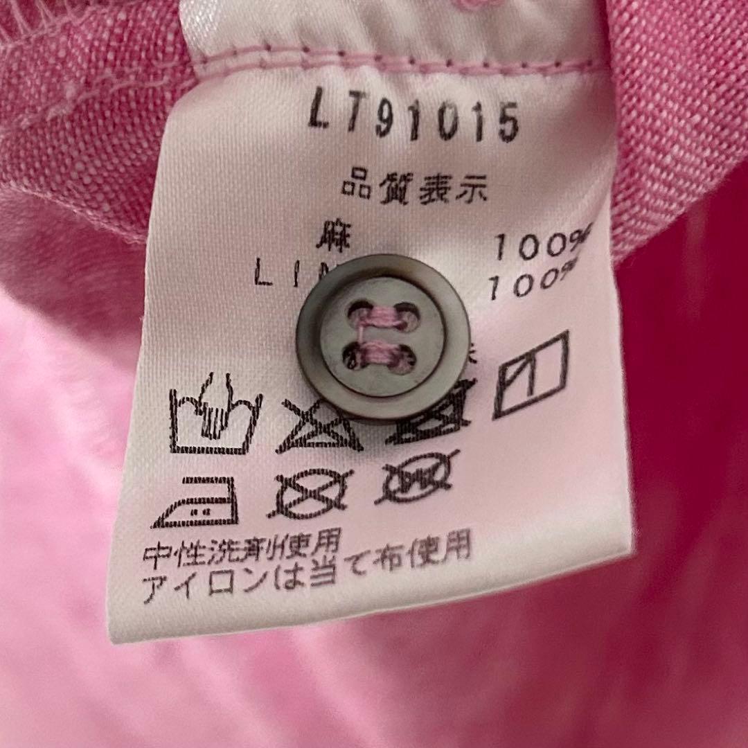 美品✨イチアンティークス　シャツワンピース　リネン　麻　ピンク