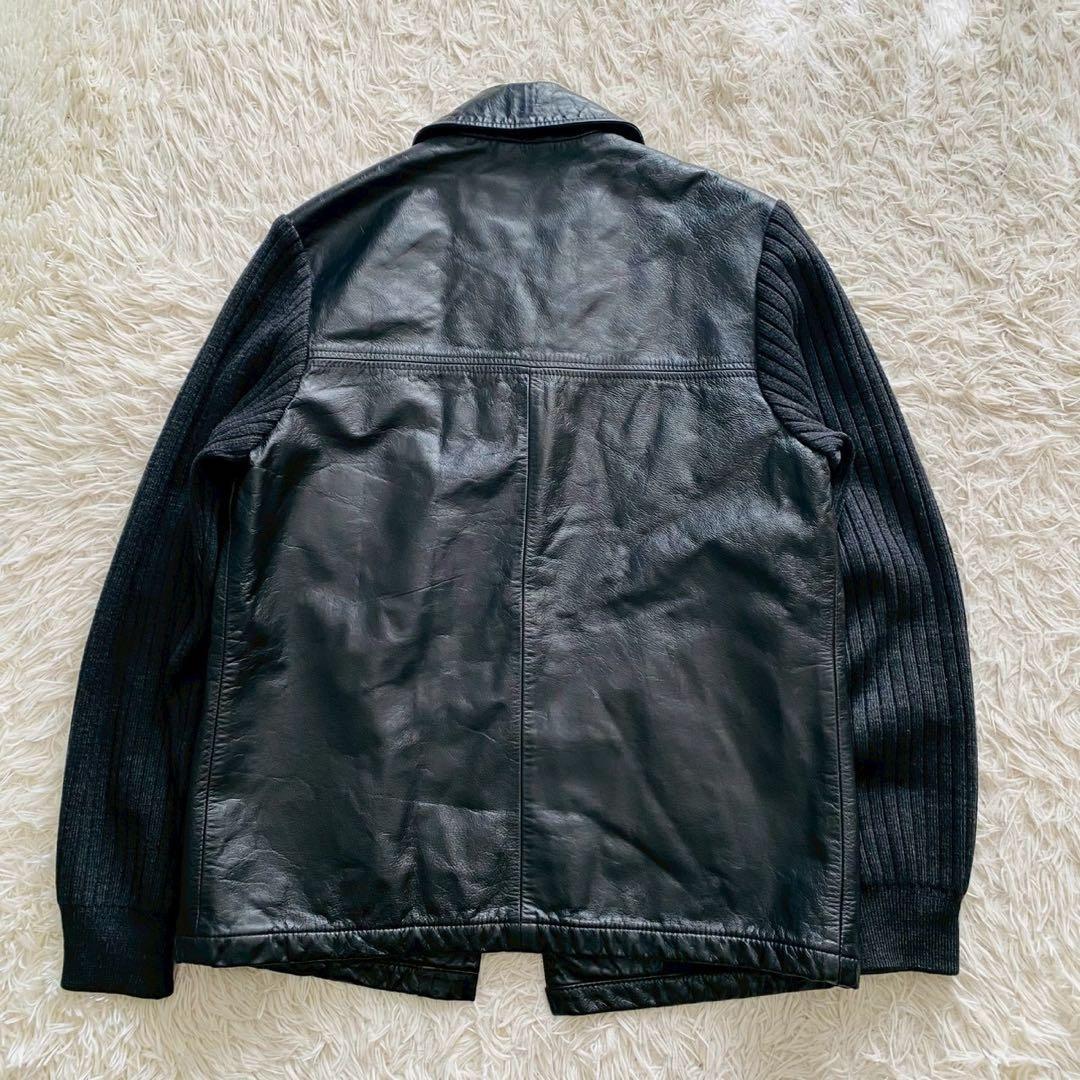 カルバンクライン●極美品●最上級イタリアンレザー リブ袖トラッカージャケット L