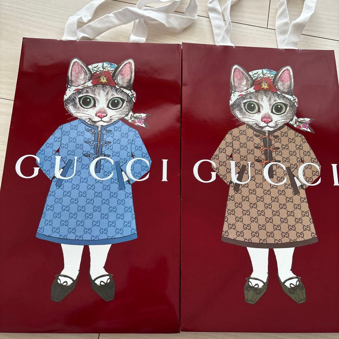 GUCCI ショッパー袋 猫イラストセット　ヒグチユウコ　2枚