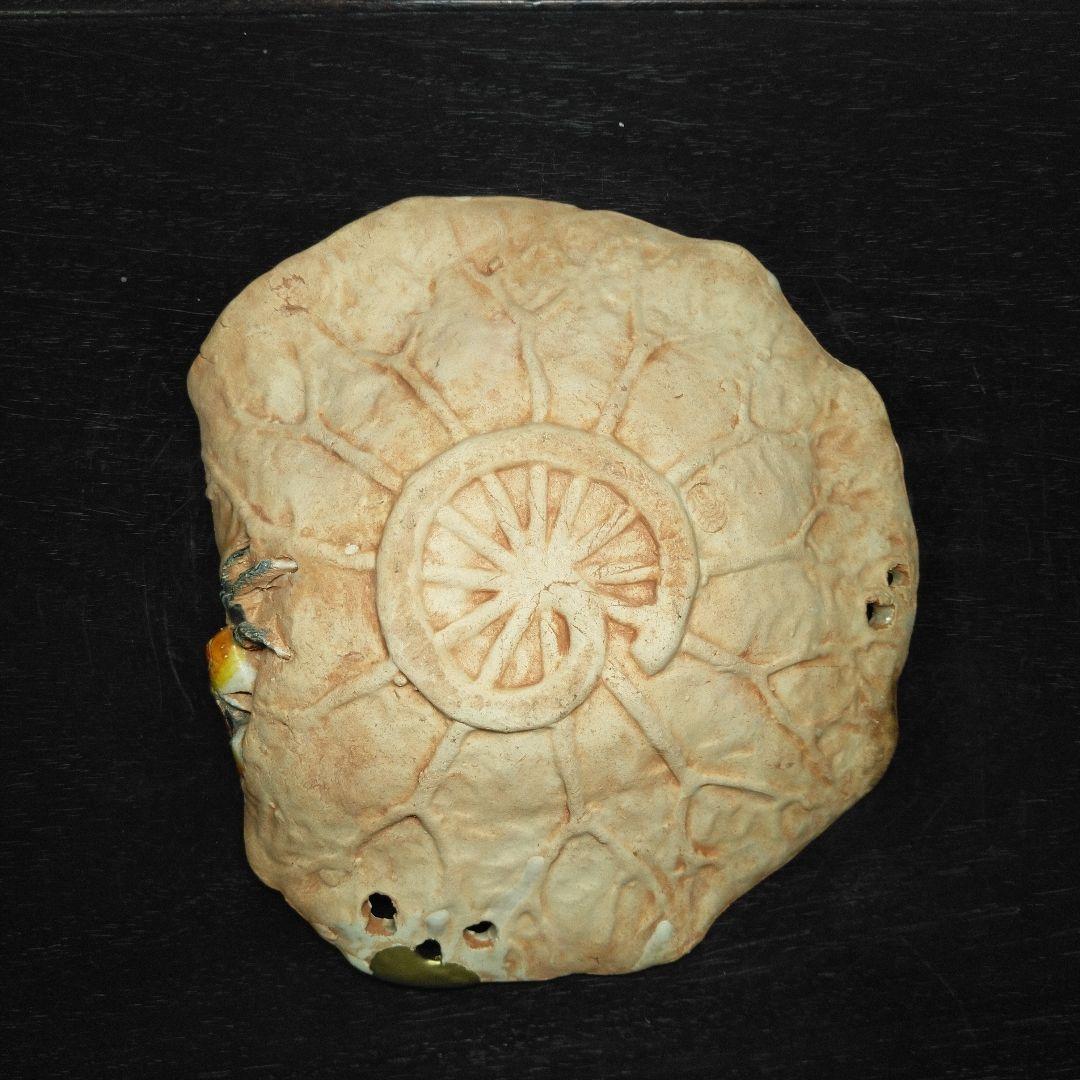 NO587 水月焼　菓子皿　蟹　細工皿　蓮葉　補修アリ