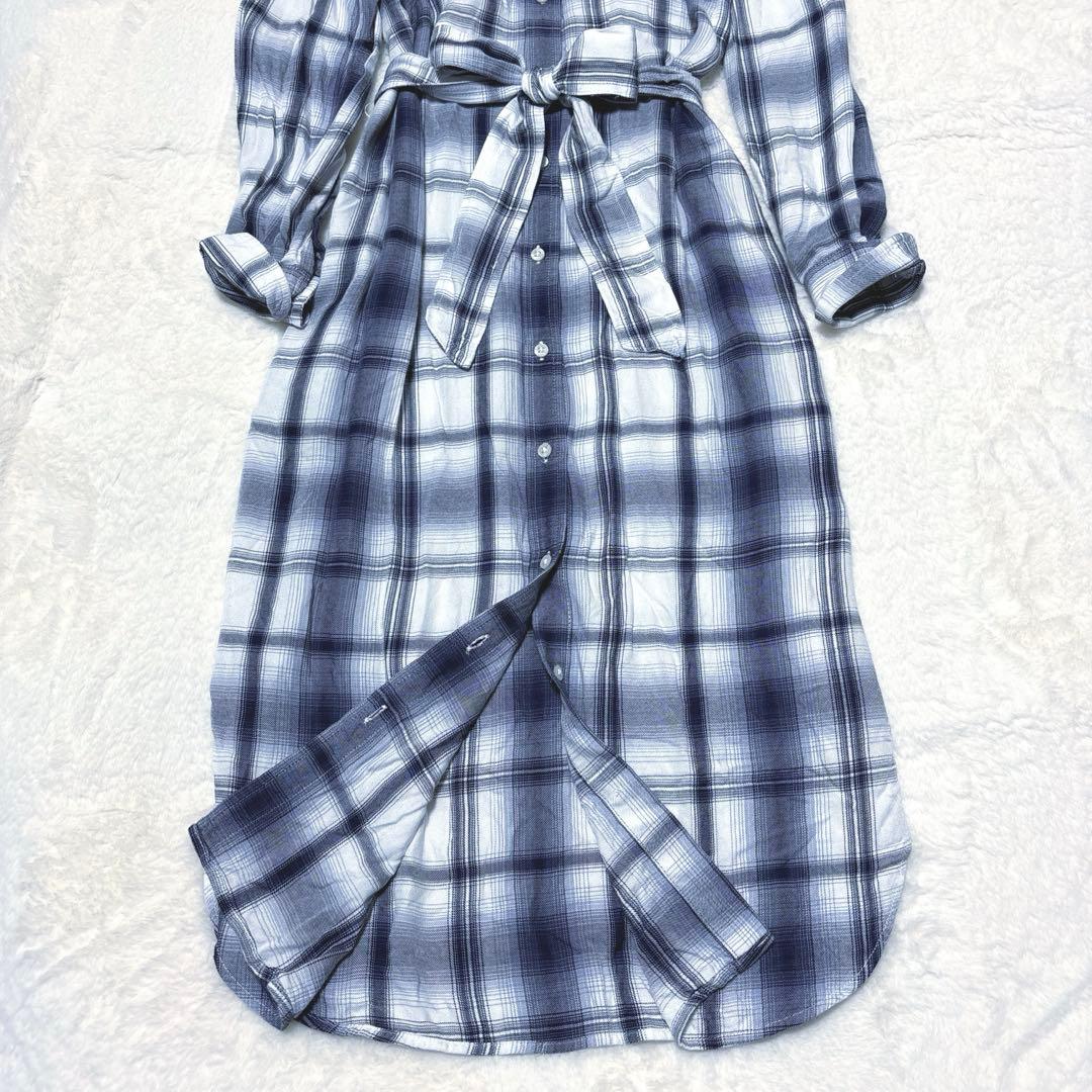美品✨ローレンラルフローレン シャツワンピース　オンブレチェック リボン