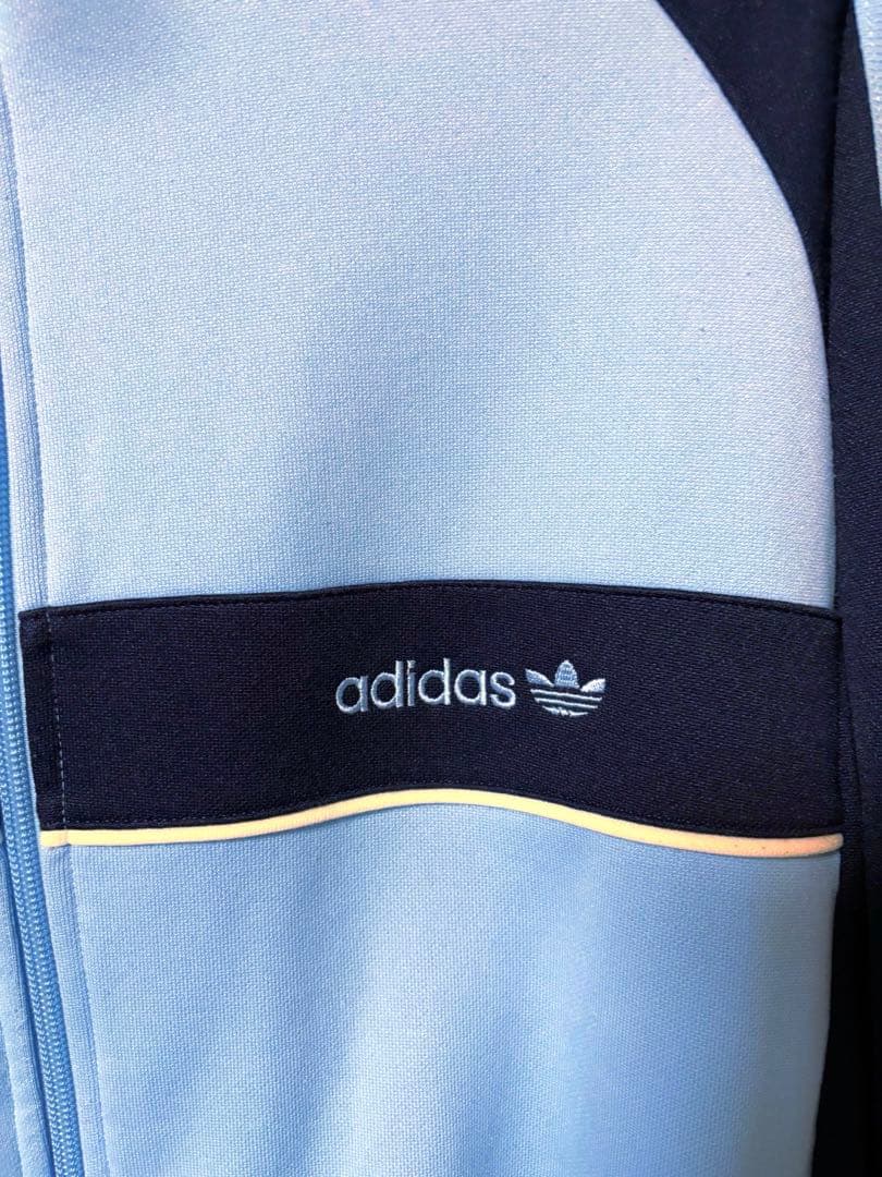 adidas ジップアップジャージ サックスブルーネイビーOサイズスリムフィット