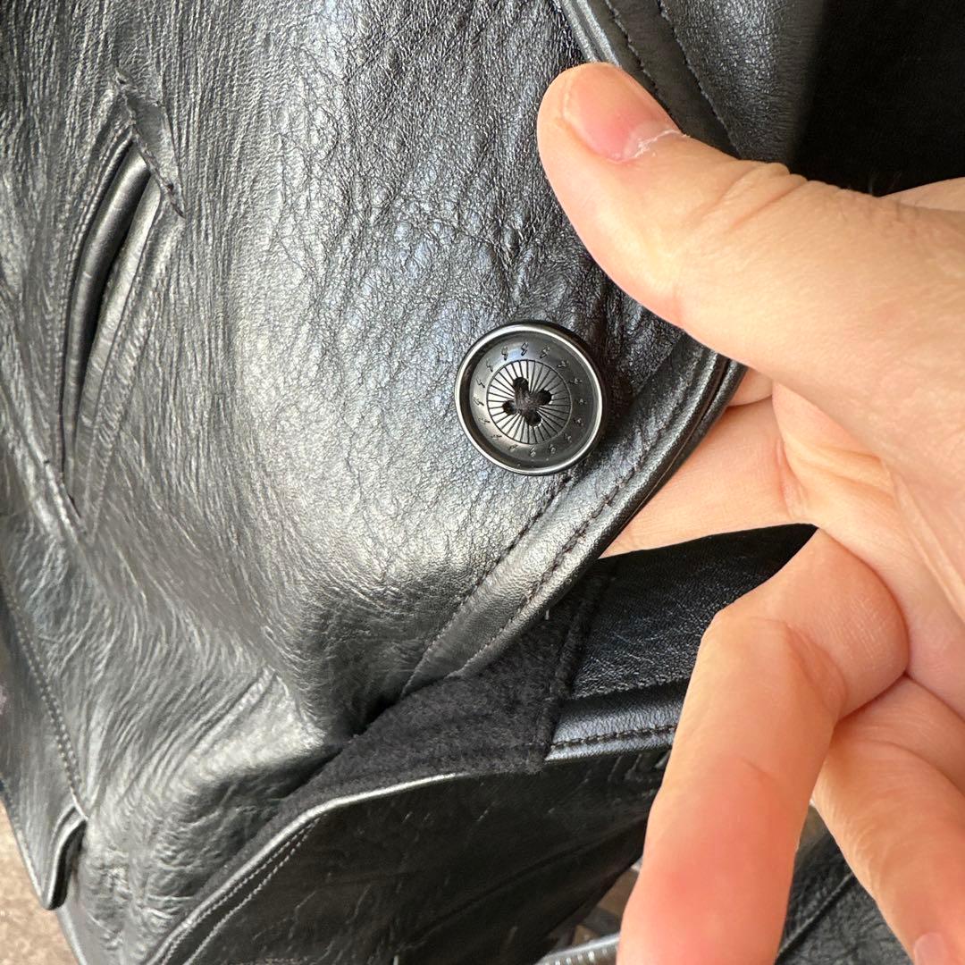 茶芯ホースハイド ディスパッチャー レザージャケット1.5mm厚ウール裏地 L